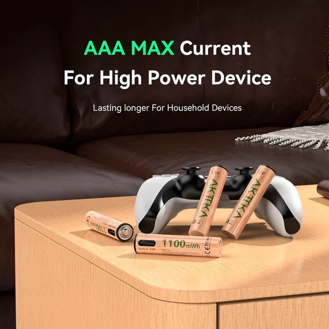 Alt view image 6 of 7 - Rechargeable AAA Lithium Batteries 8 Pack, 1100mWh, USB-C Charging