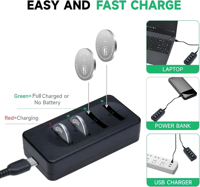 Alt view image 2 of 7 - LF2032 Rechargeable Batteries 3V Replacement CR2032 ML2032 LIR2032 Lithium Coin Battery(10 Pack)