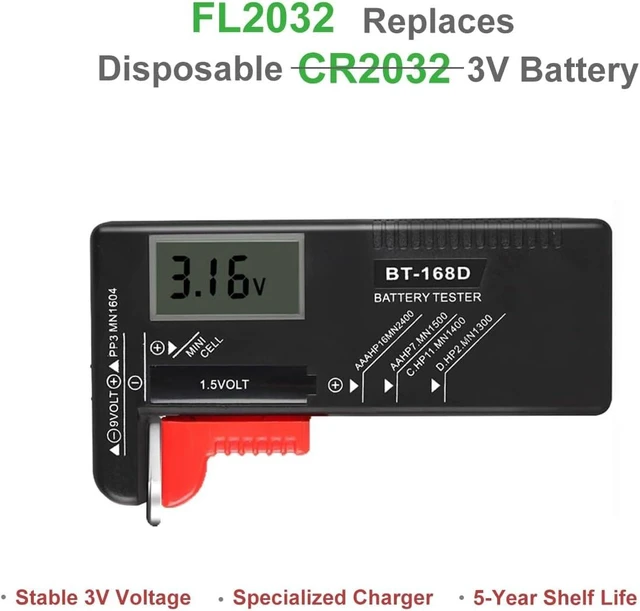 Alt view image 5 of 7 - LF2032 Rechargeable Batteries 3V Replacement CR2032 ML2032 LIR2032 Lithium Coin Battery(10 Pack)