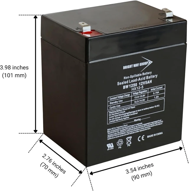 Alt view image 3 of 7 - BW1250-F1, BW 1250 (0124), BWG 1250 T1 Battery, 12V 5Ah