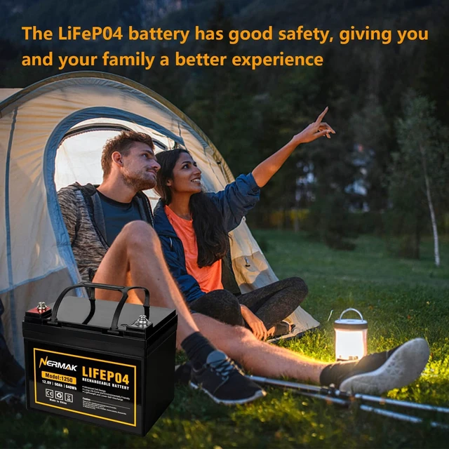 Alt view image 7 of 7 - NERMAK 12V 50Ah LiFePO4 Deep Cycle Battery,4000+ Cycles Lithium Iron Phosphate Rechargeable Battery for Solar, Marine, Home Energy Storage, Off-Grid Applications and More, Built-in 100A BMS