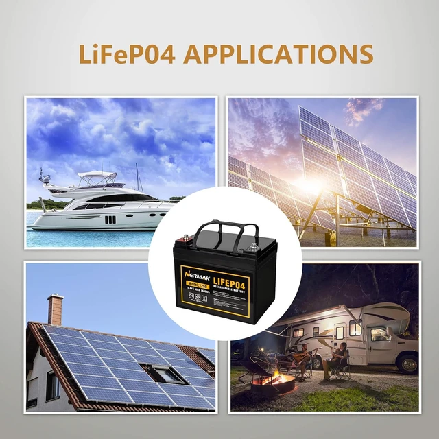 Alt view image 6 of 7 - NERMAK 12V 50Ah LiFePO4 Deep Cycle Battery,4000+ Cycles Lithium Iron Phosphate Rechargeable Battery for Solar, Marine, Home Energy Storage, Off-Grid Applications and More, Built-in 100A BMS