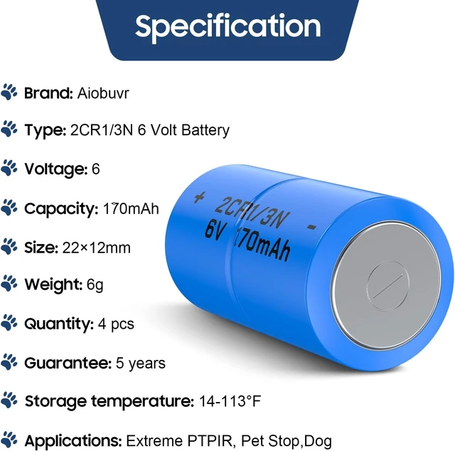 Alt view image 7 of 7 - 4 Batteries 2CR1/3N 6 Volt Dog Collar Receiver Battery
