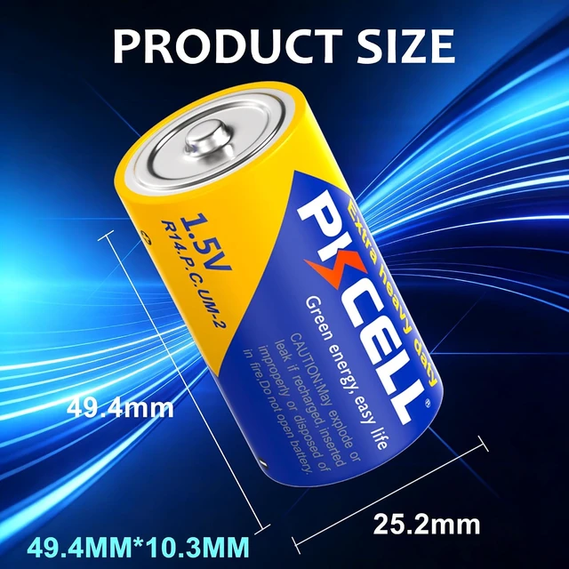 Alt view image 5 of 7 - PKCELL 12 Pack C Batteries, R14P 1.5V C Size Carbon Zinc Battery