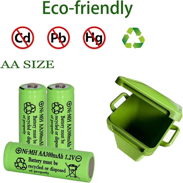 Alt view image 3 of 7 - 16 Pack AA 300mAh 1.2V Ni-MH Rechargeable Batteries for Solar Lights