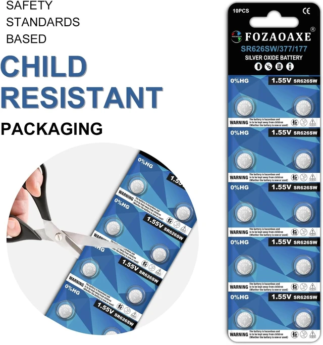 Alt view image 4 of 7 - SR626SW 40 Pack, LR626 AG4 376 SR66 377 Watch Battery