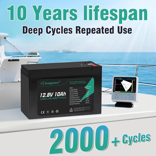 Alt view image 4 of 7 - 12V 10Ah LiFePO4 Lithium Battery, 2000+ Cycles Perfect for Fish Finders