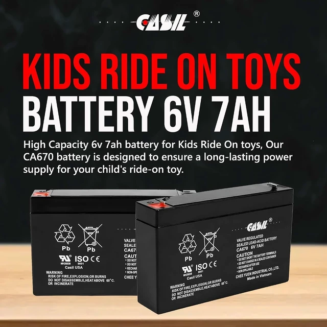 Alt view image 5 of 7 - Casil 3FM7 6V7Ah 20HR Battery 6v Battery for Ride On Toys - Enduring 3FM7 Rechargeable 6V 7Ah Battery for Kids Ride On Toys - 6V Battery 7Ah, Perfect for Extended Playtime and Durability