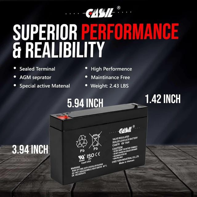 Alt view image 7 of 7 - Casil 3FM7 6V7Ah 20HR Battery 6v Battery for Ride On Toys - Enduring 3FM7 Rechargeable 6V 7Ah Battery for Kids Ride On Toys - 6V Battery 7Ah, Perfect for Extended Playtime and Durability