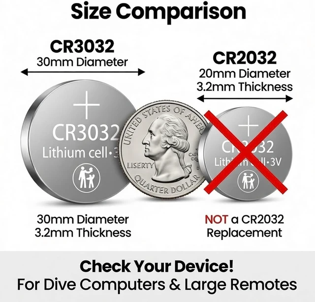 Alt view image 2 of 6 - CR3032 Battery 16 Pack,DL3032 ECR3032 BR3032 3V Lithium Battery