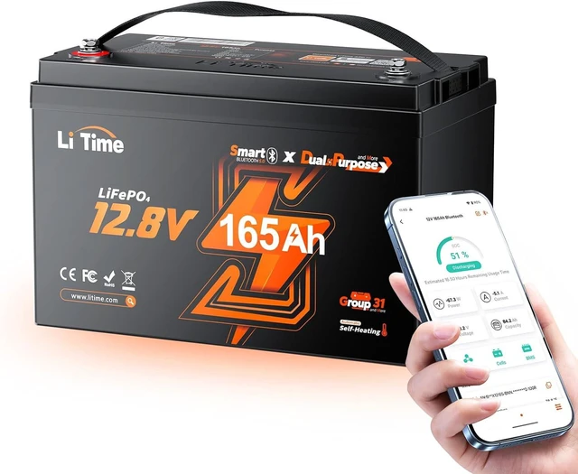 Main image of LiTime 12V 165Ah Dual Purpose Cranking Starting LiFePO4 Battery for Boat