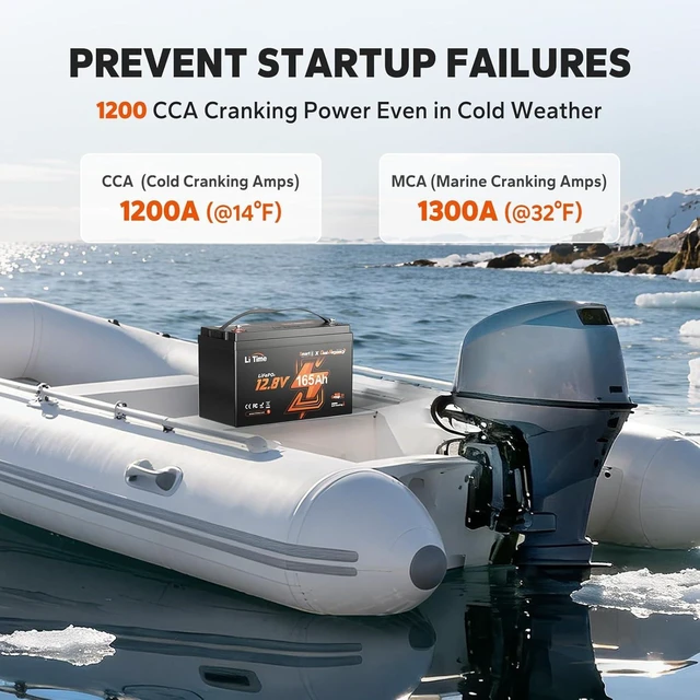 Alt view image 3 of 7 - LiTime 12V 165Ah Dual Purpose Cranking Starting LiFePO4 Battery for Boat