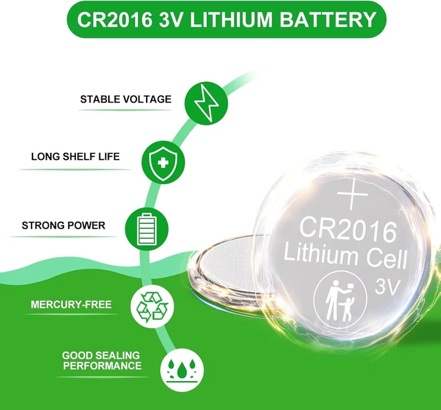 Alt view image 2 of 7 - DURNERGY CR2016 3V Lithium Battery 100-Pack, 2016 Coin Cell Batteries for Key Fob Car Remote, Watch, Thermometer Remote, 2016, ECR2016, KCR2016, BR2016, DL2016