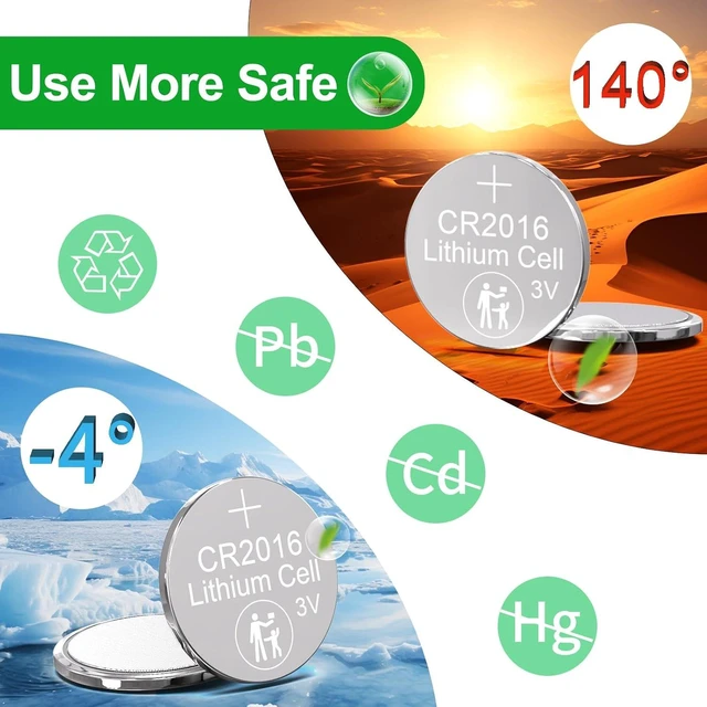 Alt view image 3 of 7 - DURNERGY CR2016 3V Lithium Battery 100-Pack, 2016 Coin Cell Batteries for Key Fob Car Remote, Watch, Thermometer Remote, 2016, ECR2016, KCR2016, BR2016, DL2016