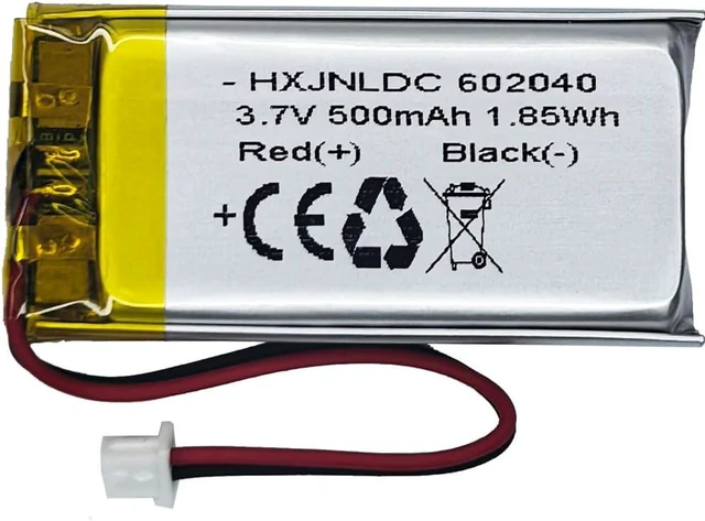 Main image of DC 3.7V 500mAh 602040 Rechargeable Lithium Polymer Battery, Suitable for DIY 3.7-5V Electronic Products with Built-in 2-Wire Battery Replacement and LED Lights