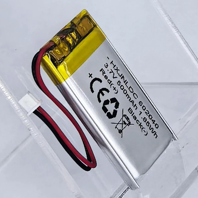 Alt view image 5 of 5 - DC 3.7V 500mAh 602040 Rechargeable Lithium Polymer Battery, Suitable for DIY 3.7-5V Electronic Products with Built-in 2-Wire Battery Replacement and LED Lights