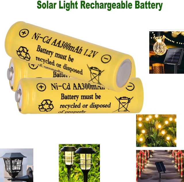Alt view image 5 of 7 - 16PK AA 300mAh 1.2V Ni-CD Rechargeable Batteries for Outdoor Solar Lights