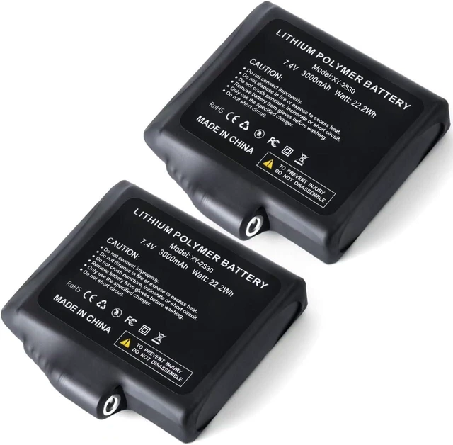 Main image of 22.2WH 7.4V Battery Pack for Heated Gloves, Rechargeable Li-Polymer Replacement Set Compatible with Gloves Socks Jackets Mittens Liners, Support Female DC Jack, 2 Pack
