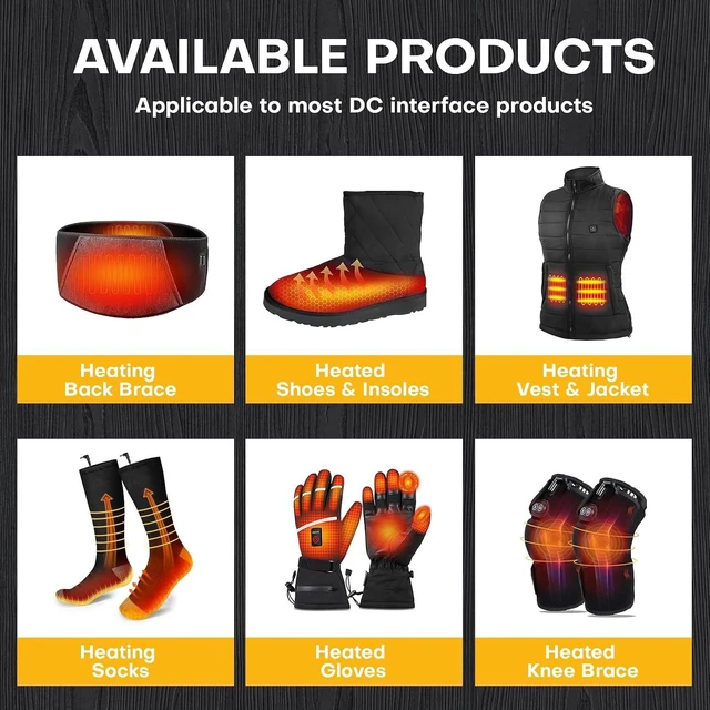 Alt view image 3 of 3 - 22.2WH 7.4V Battery Pack for Heated Gloves, Rechargeable Li-Polymer Replacement Set Compatible with Gloves Socks Jackets Mittens Liners, Support Female DC Jack, 2 Pack
