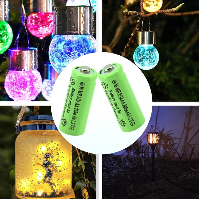 Alt view image 7 of 7 - 8 Pack 2/3AAA 200mAh 1.2V NiMH Rechargeable ButtonTop Solar Light Batteries