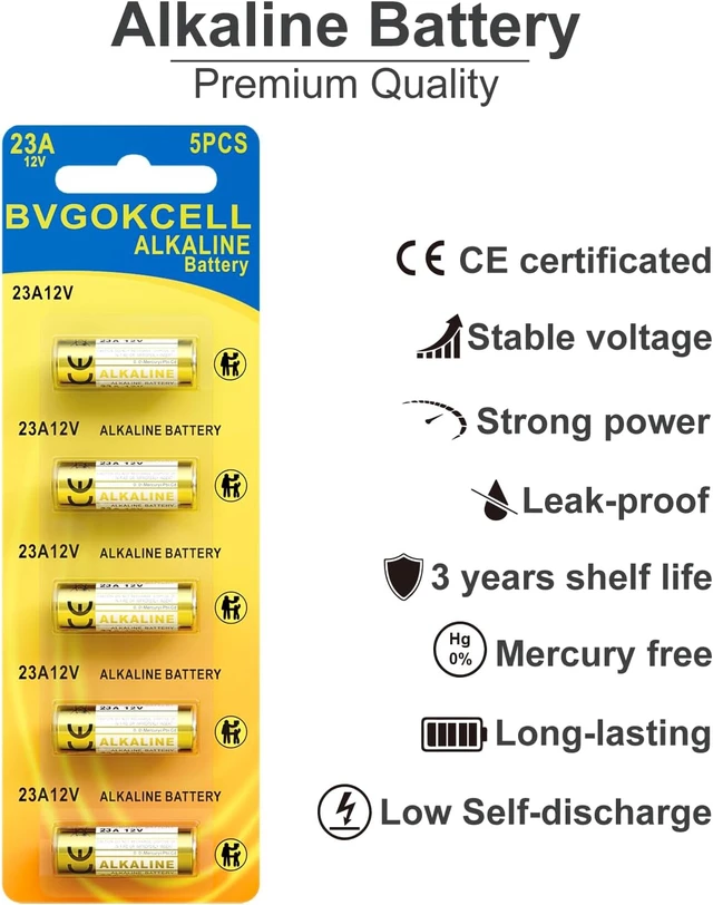 Alt view image 2 of 5 - A23 23A 12 Volt Battery (40-Pack), MN21/23 12V Alkaline Battery