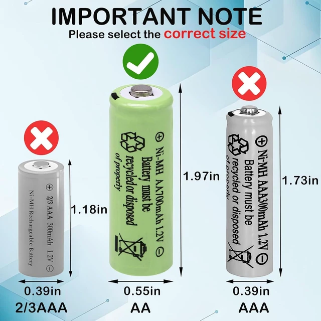 Alt view image 2 of 7 - 1.2V AA 700mAh Rechargeable Battery for Solar Garden Pathway Light