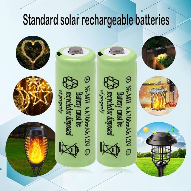 Alt view image 3 of 7 - 1.2V AA 700mAh Rechargeable Battery for Solar Garden Pathway Light