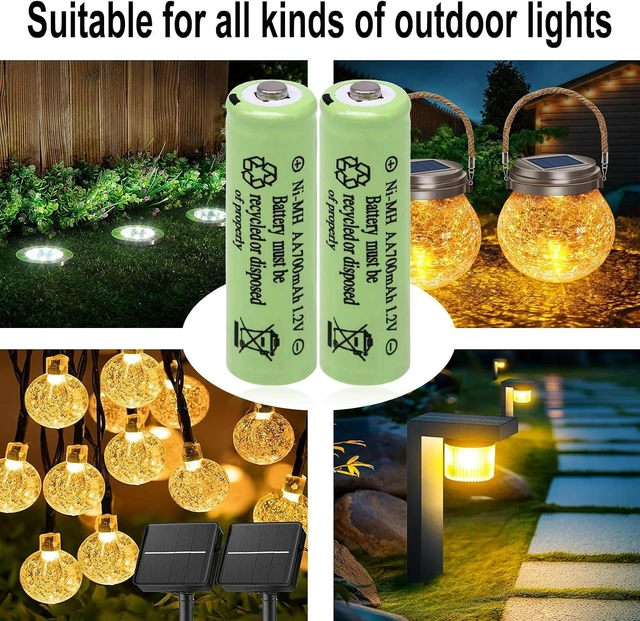 Alt view image 4 of 7 - 1.2V AA 700mAh Rechargeable Battery for Solar Garden Pathway Light
