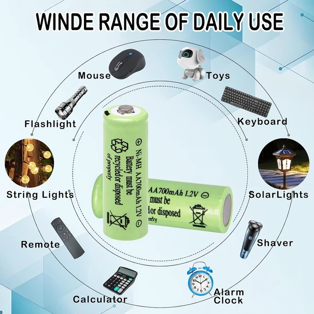 Alt view image 5 of 7 - 1.2V AA 700mAh Rechargeable Battery for Solar Garden Pathway Light