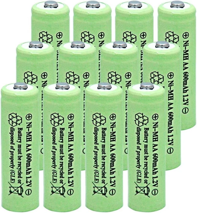 Main image of NiMH AA 600mAh 1.2V Rechargeable Batteries for Solar Lights, Garden Lights, Remotes, Mice(Pack of 12)