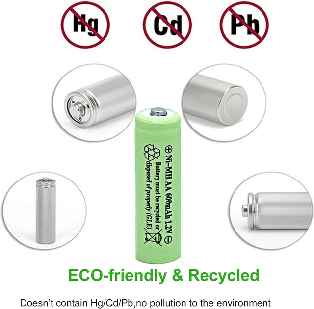 Alt view image 3 of 7 - NiMH AA 600mAh 1.2V Rechargeable Batteries for Solar Lights, Garden Lights, Remotes, Mice(Pack of 12)