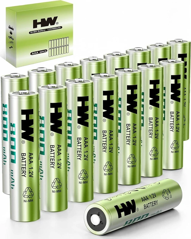 Main image of HW Rechargeable AAA Batteries 16-Pack, NiMH, 800mAh, 1.2V