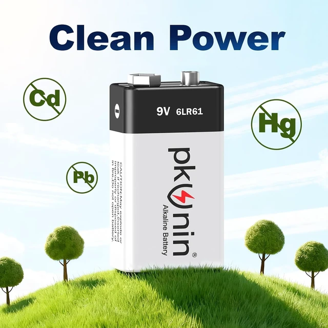 Alt view image 7 of 7 - PKUNIN 9V Batteries 12 Pack Alkaline 9 Volt Battery for Smoke Detector Long-Lasting Square 9V 6LR61 Fire Alarm Batteries 10-Year Shelf Life