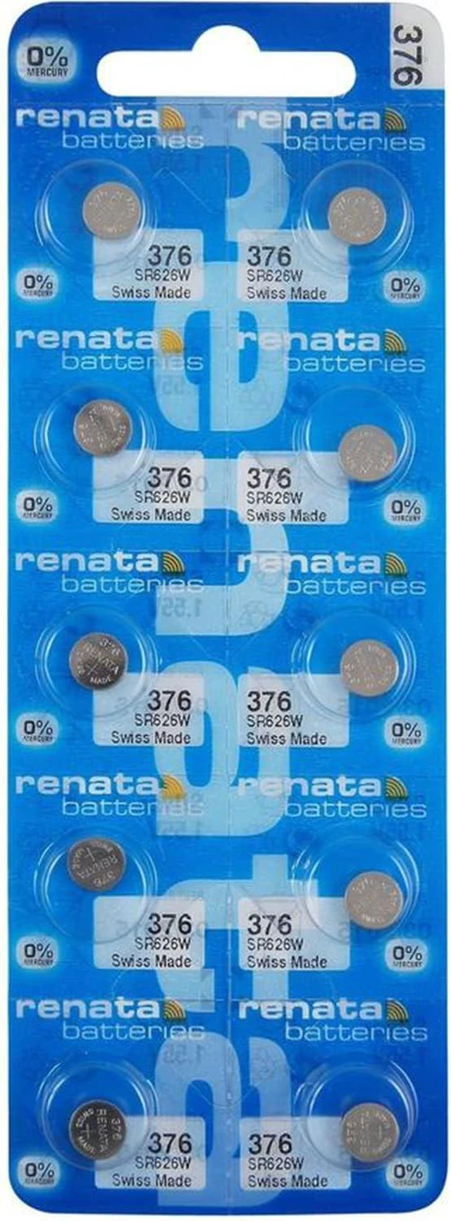 Main image of Renata 376 SR626W Batteries - 1.55V Silver Oxide 376 Watch Battery (10 Count)