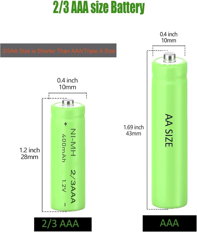 Alt view image 2 of 7 - 1.2V 2/3 Size AAA400mah NiMh Batteries for DIY LED Solar Light 12Pcs