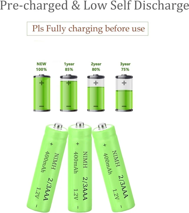 Alt view image 5 of 7 - 1.2V 2/3 Size AAA400mah NiMh Batteries for DIY LED Solar Light 12Pcs