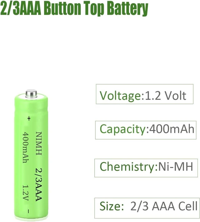Alt view image 4 of 7 - 1.2V 2/3 Size AAA400mah NiMh Batteries for DIY LED Solar Light 12Pcs