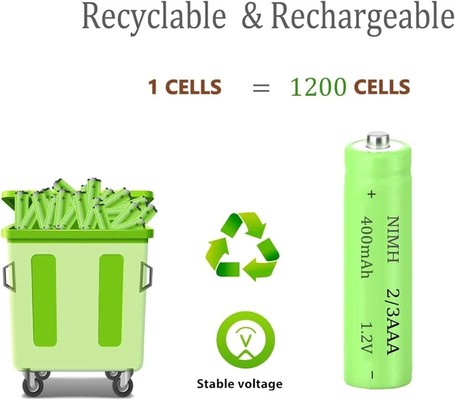 Alt view image 6 of 7 - 1.2V 2/3 Size AAA400mah NiMh Batteries for DIY LED Solar Light 12Pcs