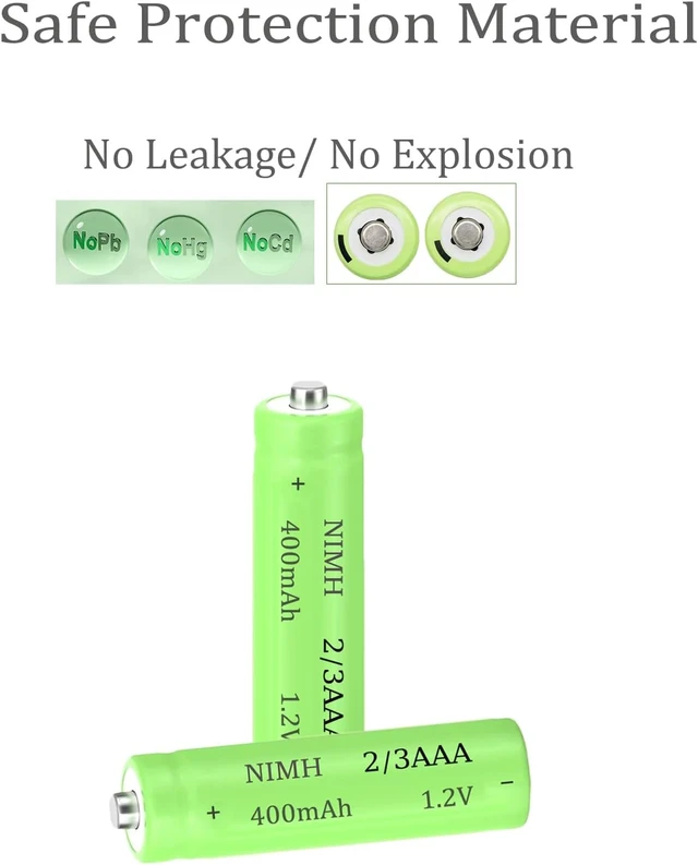 Alt view image 7 of 7 - 1.2V 2/3 Size AAA400mah NiMh Batteries for DIY LED Solar Light 12Pcs