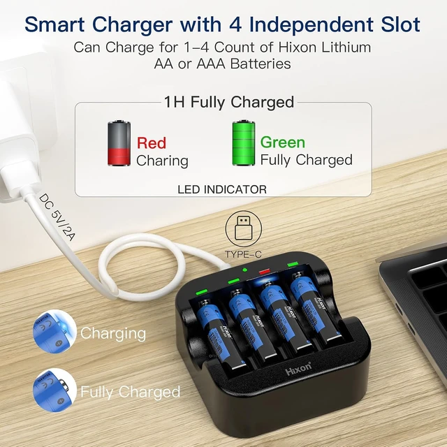 Alt view image 2 of 7 - Hixon High-Capacity Triple AAA Rechargeable Batteries, 1100mWh, 1.5V, 1600 Cycles (8AAA + 1 Charger)