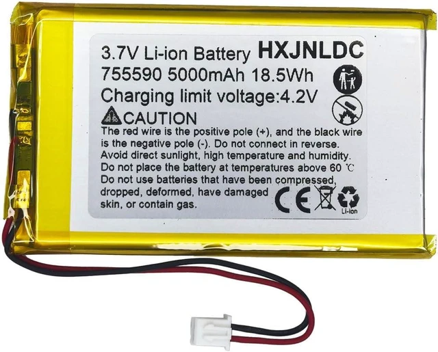 Main image of DC 3.7V 5000mAh 755590 li-ion Lithium Ion Polymer Battery Replacement for DIY 3.7-5V Electronic Products with Built-in 2-Wire Battery Replacement, Mobile Energy Storage Power Supply
