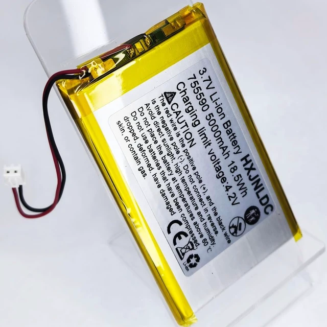 Alt view image 6 of 7 - DC 3.7V 5000mAh 755590 li-ion Lithium Ion Polymer Battery Replacement for DIY 3.7-5V Electronic Products with Built-in 2-Wire Battery Replacement, Mobile Energy Storage Power Supply