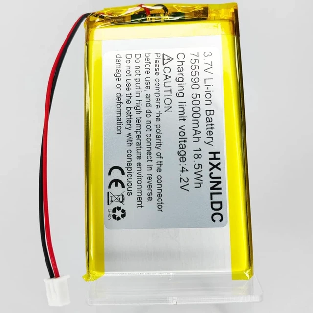 Alt view image 7 of 7 - DC 3.7V 5000mAh 755590 li-ion Lithium Ion Polymer Battery Replacement for DIY 3.7-5V Electronic Products with Built-in 2-Wire Battery Replacement, Mobile Energy Storage Power Supply