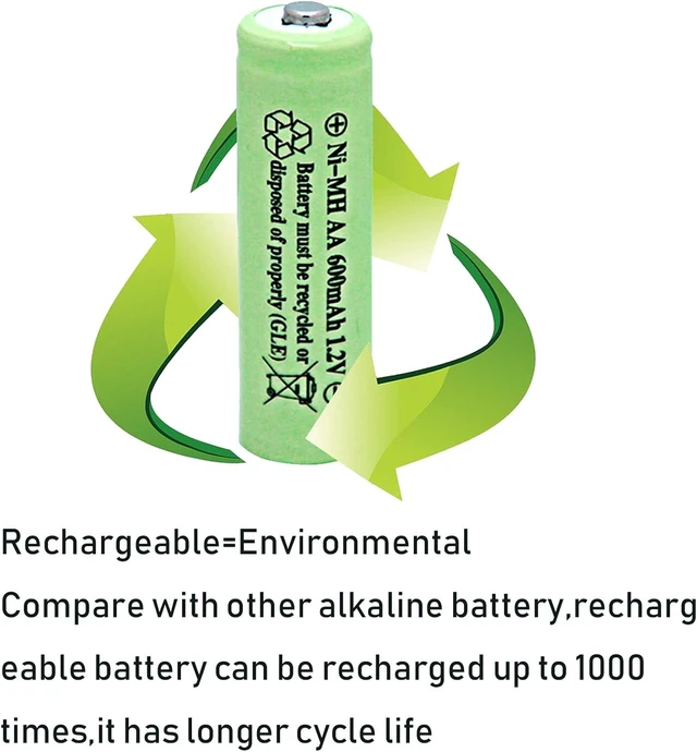 Alt view image 5 of 7 - NiMH AA 600mAh 1.2V Rechargeable Batteries for Solar Lights, Garden Lights, Remotes, Mice(Pack of 12)