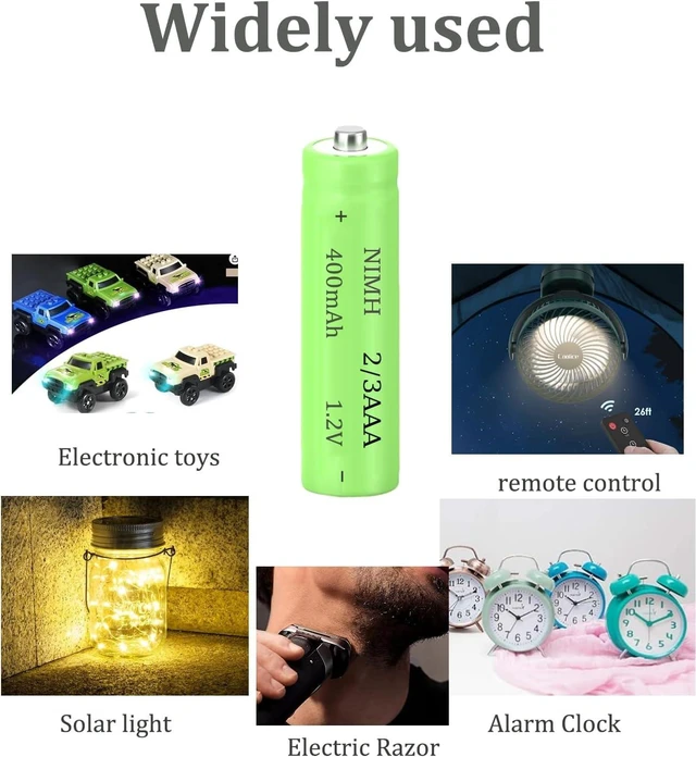 Alt view image 3 of 7 - 1.2V 2/3 Size AAA400mah NiMh Batteries for DIY LED Solar Light 12Pcs