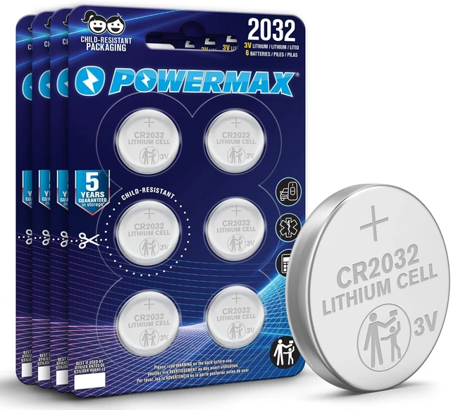 Main image of Powermax 24-Count CR2032 Batteries, Lithium 3V Coin Cell Button Battery Pack for Watch and Small Electronics, 5 Year Shelf Life