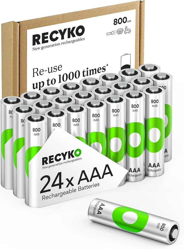 Main image of Rechargeable AAA Batteries 800mAh Pre-Charged Re-use 1000+ Times Retains Power After 6 Years Rechargeable NiMH Battery AAA Pack of 24