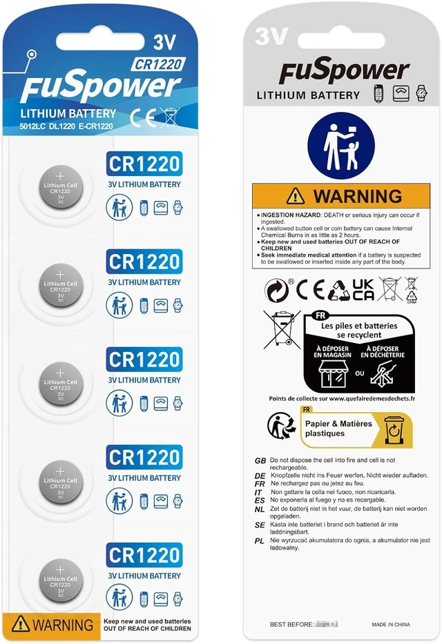 Alt view image 7 of 7 - CR1220 Lithium Battery DL1220 ECR1220 LM1220 CR 1220 3V Button Cell Batteries for Car Key Fob Watch Remote(20PCS)