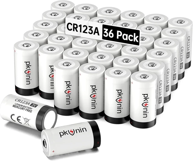 Main image of PKUNIN CR123A 3V Lithium Battery 36 Pack CR17345 3 Volt Photo Batteries