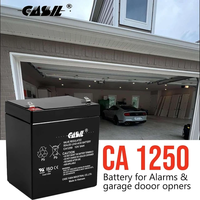 Alt view image 3 of 7 - Casil 12V 5Ah Battery SLA AGM VRLA Rechargeable Replacement for Alarms, Security, Garage Door Openers for Chamberlain, Genie, Liftmaster, Craftsman, Workhorse